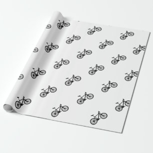 Einfache Hand gezeichnetes Fahrrad in Schwarzweiss Geschenkpapier