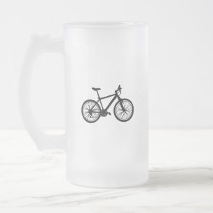 Einfache Hand gezeichnetes Fahrrad in Schwarzweiss Mattglas Bierglas