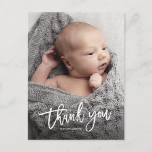 Einfache handgeschriebene Baby-Foto-Dankeschön-Kar Postkarte