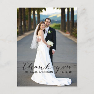Einfache handgeschriebene Hochzeits-Dankeschön-Pos Postkarte