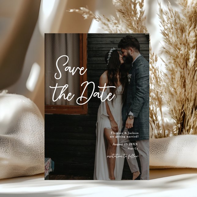Einfache handgeschriebene Save-The-Date-Hochzeitsf Einladung (Von Creator hochgeladen)