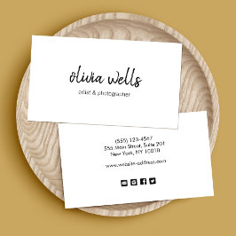 Einfache, handgeschriebene Social Media-Icons Visitenkarte