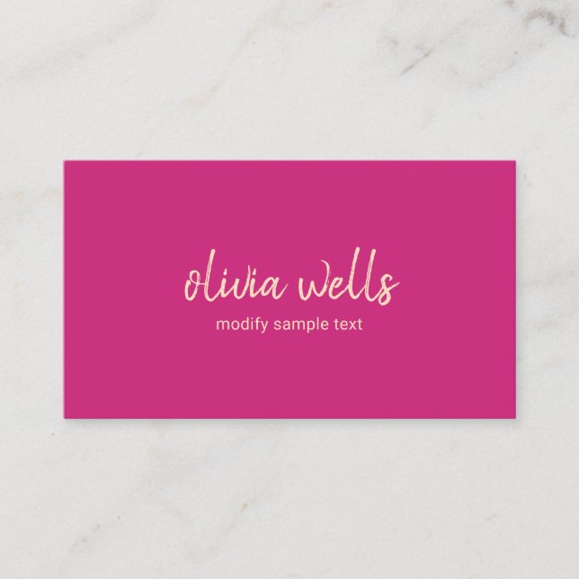 Einfache handgeschriebene Typografie Magenta Pink Visitenkarte (Vorderseite)