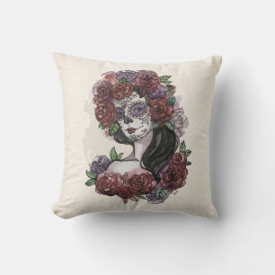 Einfache, handgezeichnet Dia de los Muertos Kissen