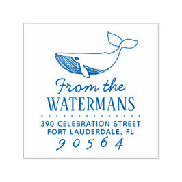 Einfache handgezeichnet Rücksendeadresse von Whale Permastempel