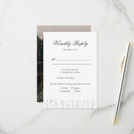 Einfache handgezeichnete Blume Foto Hochzeit RSVP Karte