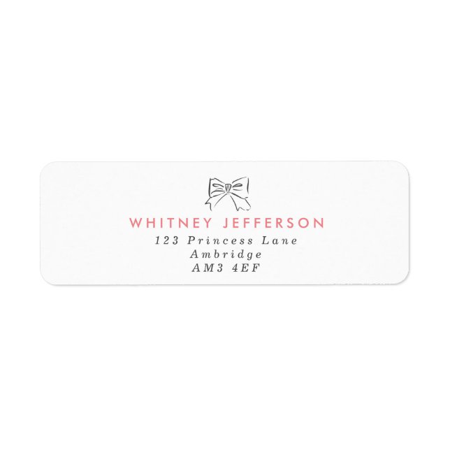 Einfache handgezeichnete Bow Pink-Rücksendeadresse (Vorne)