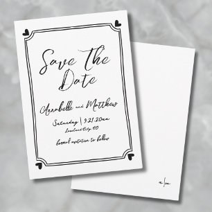 Einfache handgezeichnete Hochzeit - Termin vormerk Save The Date