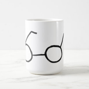 Einfache handgezeichnete runde Brille als Geschenk Kaffeetasse