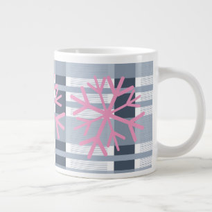 Einfache handgezeichnete Schneeflocke Weiß Rosa Ka Jumbo-Tasse