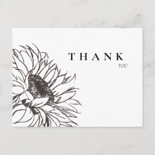 Einfache handgezeichnete Sonnenblume S/W Trauer Da Postkarte