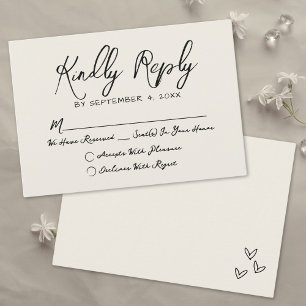 Einfache, handgezeichnete Vintage Whimsikensehen RSVP Karte