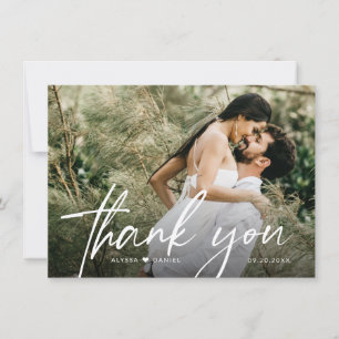 Einfache Handhabung Minimale Hochzeit Foto Herz Dankeskarte