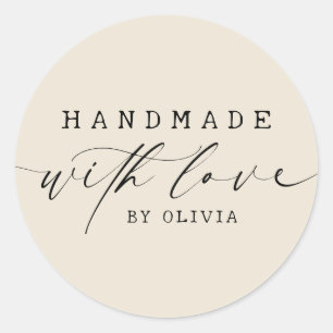 Einfache Handhabung mit Liebe Script Business   EC Runder Aufkleber