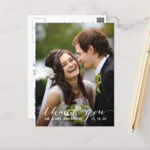 Einfache Handschrift-Hochzeit-Dankeschön-Postkarte Postkarte