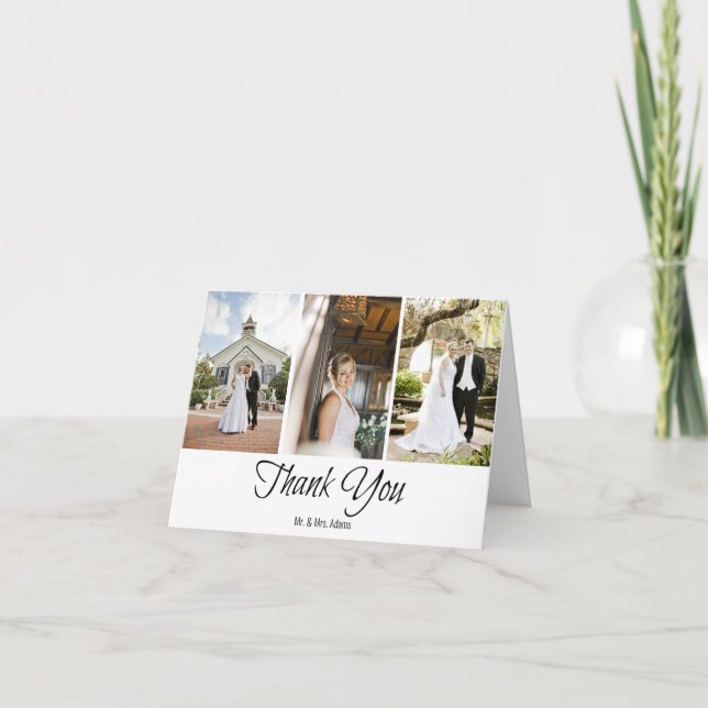 Einfache Handschrift Hochzeit Foto Danke Karte (Vorderseite)