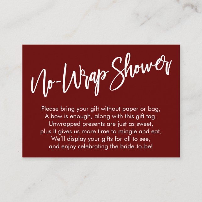 Einfache Handschrift ohne Wrap-Dusche Burgund Begleitkarte (Vorderseite)