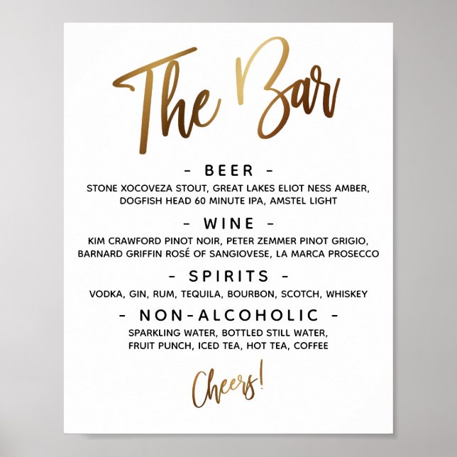 Einfache Handschrift Typografie "The Bar"-Zeichen Poster (Vorne)