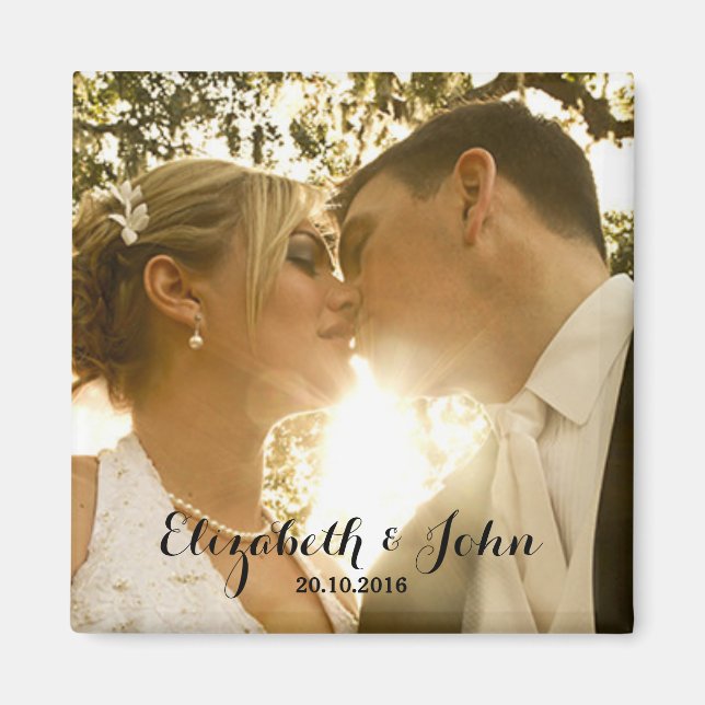 Einfache handschriftliche Hochzeit-Foto Magnet (Vorne)