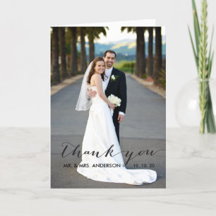 Einfache Handschrifts-Hochzeit danken Ihnen zu Dankeskarte