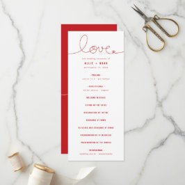 Einfache Handwrite Loopy Liebe Line Red Heart Wedd Programm