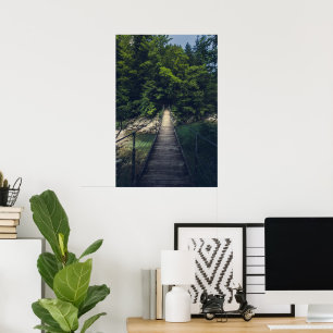 Einfache Hängebrücke über den Fluss Idrijca, Slowe Poster
