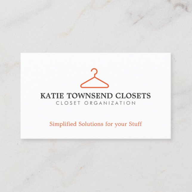 Einfache Hanger Logo für Kleidung Biz, trockene Re Visitenkarte (Vorderseite)