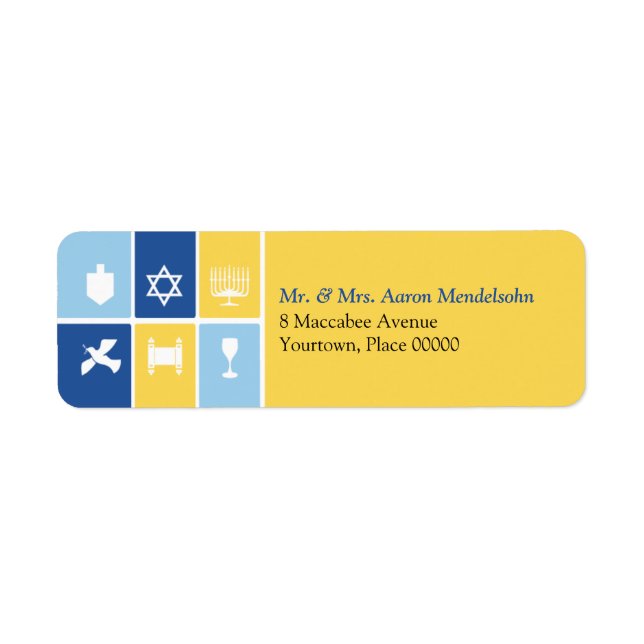 Einfache Hanukkah-Icons Rücksendeadresse (Vorne)