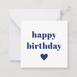 Einfache Happy Birthday Typografie Navy Blau & Wei Mitteilungskarte