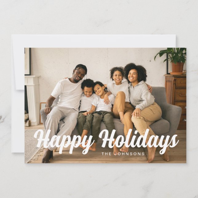 Einfache Happy Holidays Full Foto Karte (Vorderseite)