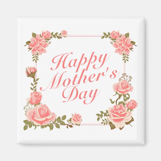 Einfache Happy Mother Day Floral Frame Magnet (Vorne)