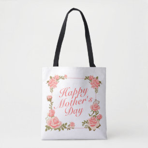 Einfache Happy Mother Day Floral Frame Tote Bag Tasche