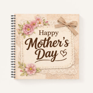 Einfache Happy Mother's Day Kalligrafie Floral    Notizbuch