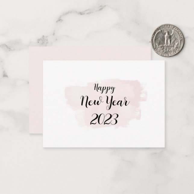 Einfache Happy New Year Card in Soft Pink Mitteilungskarte (Vorderseite/Rückseite Beispiel)