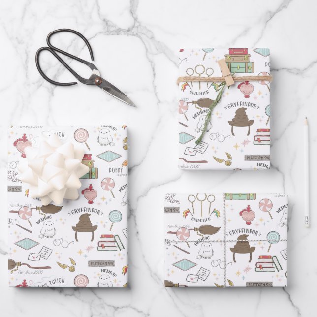 Einfache Harry Potter Kinderdusche Geschenkpapier Set (Vorderseite)