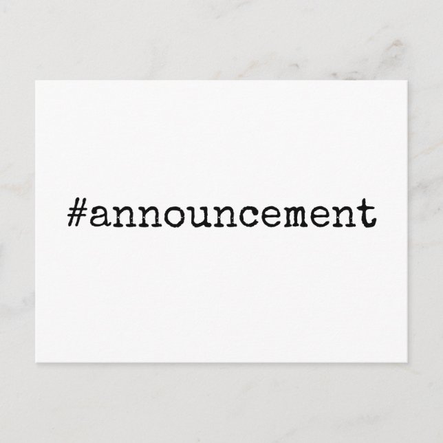 Einfache Hashtag-Ankündigung Verspätete Hochzeit Postkarte (Vorderseite)