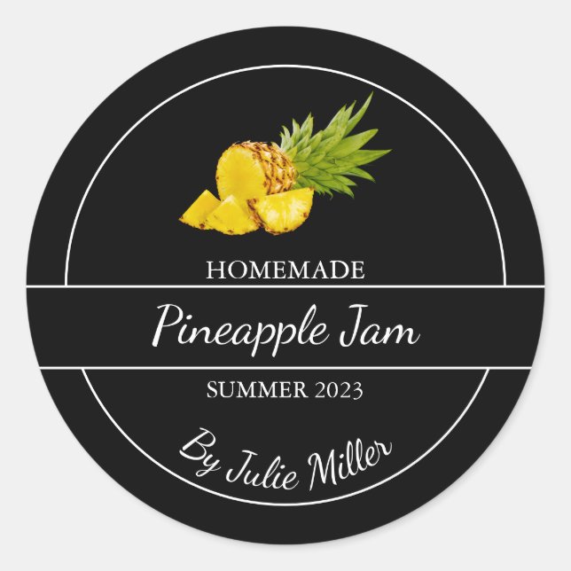 Einfache, hausgemachte Ananas-Marmelade Runder Aufkleber (Vorderseite)