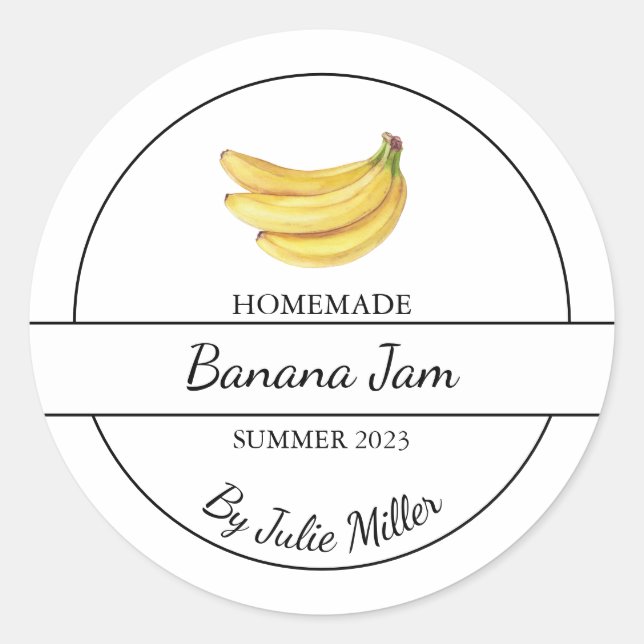 Einfache, hausgemachte Bananenjam-Marke Runder Aufkleber (Vorderseite)