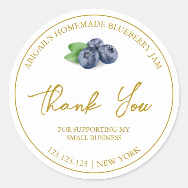 Einfache hausgemachte Blueberry-Marmelade Danke-La Runder Aufkleber (Vorderseite)