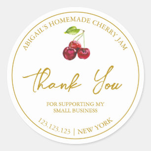 Einfache hausgemachte Cherry Jam Danke Label Runder Aufkleber
