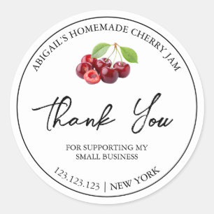 Einfache hausgemachte Cherry Jam Danke Label Runder Aufkleber