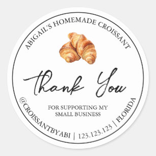 Einfache hausgemachte Croissant Danke Label Runder Aufkleber
