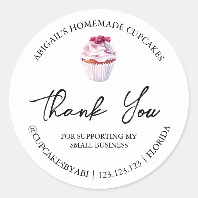 Einfache hausgemachte Cupcakes Dankeschön Label Runder Aufkleber (Vorderseite)