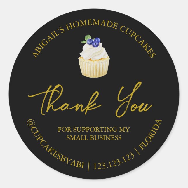 Einfache hausgemachte Cupcakes Dankeschön Label Runder Aufkleber (Vorderseite)