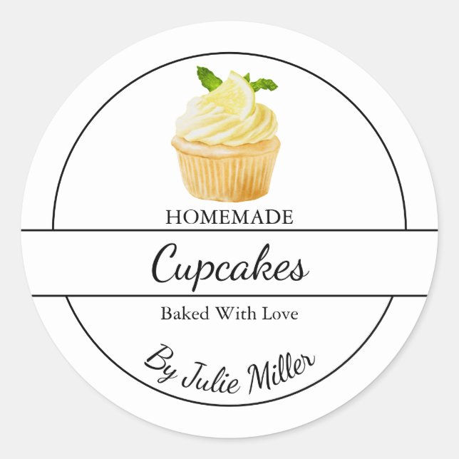 Einfache, hausgemachte Cupcakes Runder Aufkleber (Vorderseite)