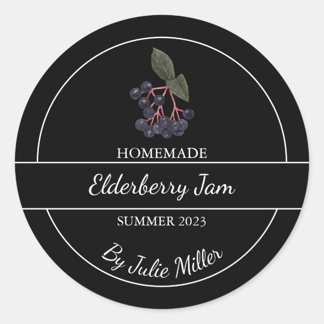 Einfache hausgemachte Elderberry-Marke Runder Aufkleber (Vorderseite)