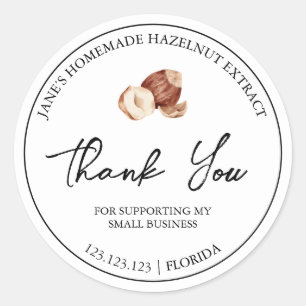 Einfache hausgemachte Hazelnut Extract Danke Label Runder Aufkleber