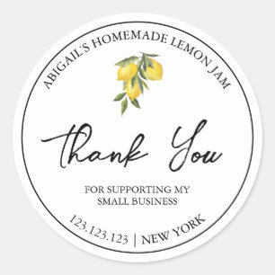 Einfache hausgemachte Lemon Jam Danke Label Runder Aufkleber