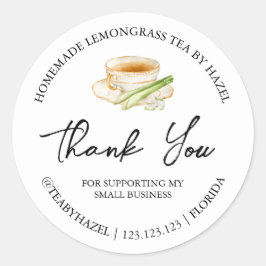Einfache hausgemachte Lemongrass Tee Danke Label Runder Aufkleber