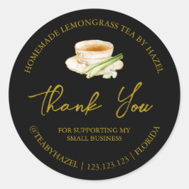 Einfache hausgemachte Lemongrass Tee Danke Label Runder Aufkleber